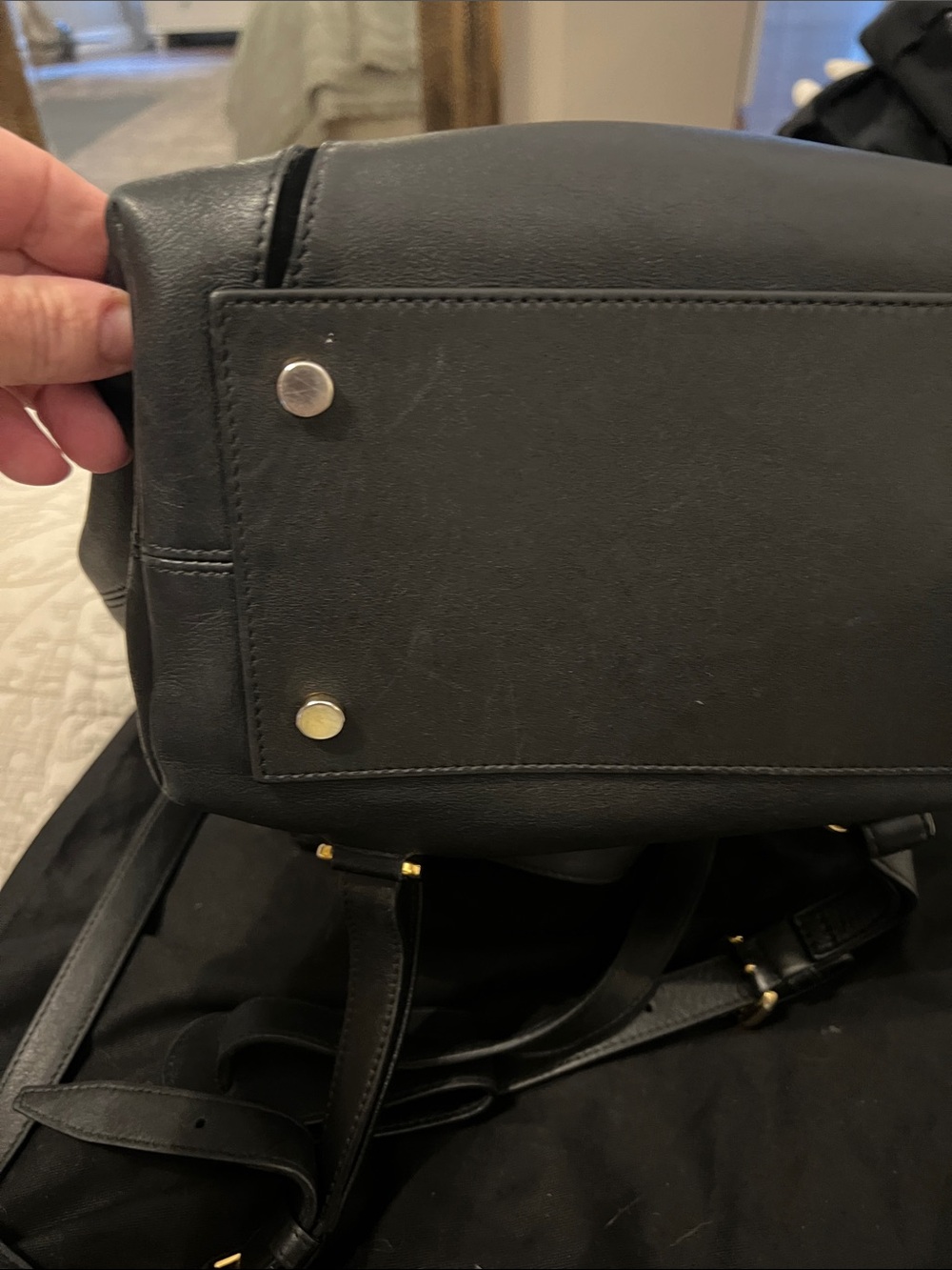 Maiyet Black Leather Backpack with Horn Accent - Picture 5 of 7